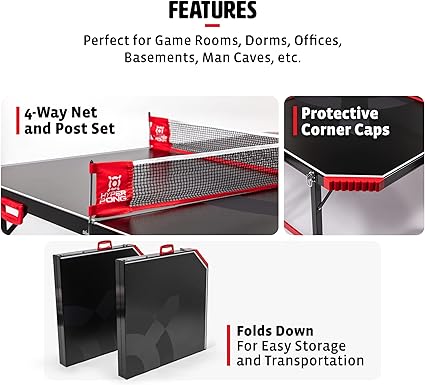 Hyper Pong 4-Way Table Tennis - Four Square Ping Pong Mashup Fun for The Whole Family