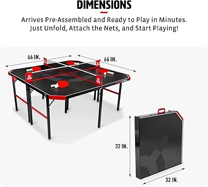 Hyper Pong 4-Way Table Tennis - Four Square Ping Pong Mashup Fun for The Whole Family