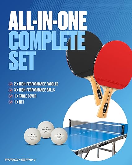 Compact Ping Pong Table - 72" x 41" Mid-Size, Foldable, Portable Ping Pong Set | 100% Pre-Assembled Weatherproof Indoor/Outdoor | Includes Net, Cover, Table Tennis Paddles & Balls