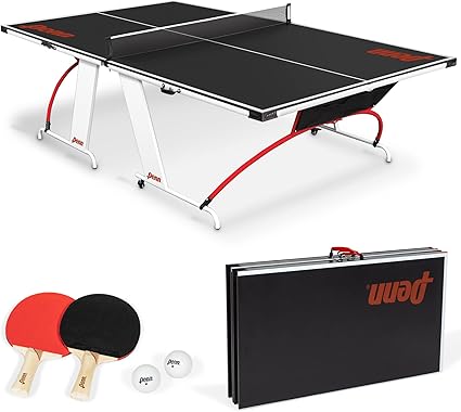 Easy Setup Full Size Table Tennis Table – 100% Preassembled – Sets up in Under 5 Minutes – Play Anywhere – Compact Storage – Ping Pong Table with 2 Paddles and 2 Balls